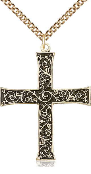 14kt Gold Filled Cross Medal Catholic Jewelry