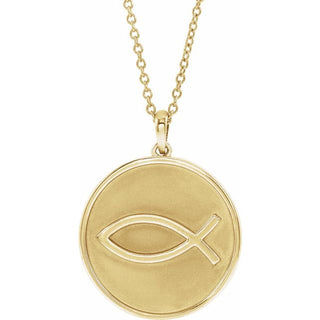 14K Yellow 20.3x18.4 mm Ichthus (Fish) 16-18" Necklace
