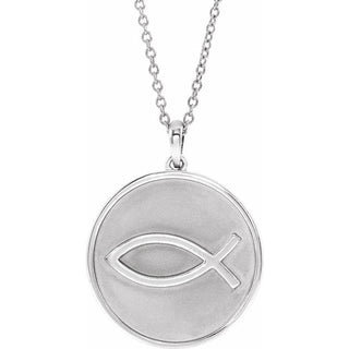 Sterling Silver 20.3x18.4 mm Ichthus (Fish) 16-18" Necklace