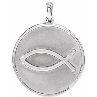 14K White 20.3x18.4 mm Ichthus (Fish) Pendant