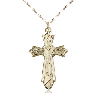14kt Gold Filled Mosaic Cross Medal Catholic Jewelry Engraved Catholic Saint Jewelry