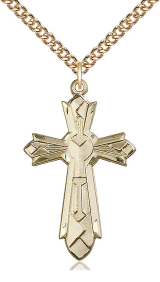 14kt Gold Filled Mosaic Cross Medal Catholic Jewelry Engraved Catholic Saint Jewelry
