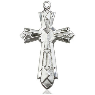 Sterling Silver Mosaic Cross Medal Engraved Catholic Saint Jewelry