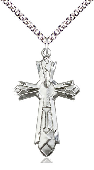 Sterling Silver Mosaic Cross Medal Catholic Jewelry Engraved Catholic Saint Jewelry