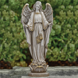23-Inch Angel On Pedestal Garden Statue