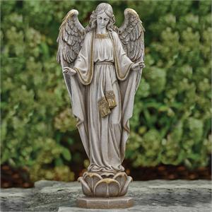 23-Inch Angel On Pedestal Garden Statue - View 2