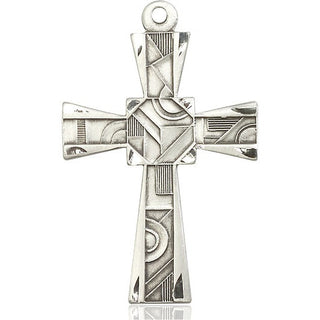 Sterling Silver Mosaic Cross Medal Engraved Catholic Saint Jewelry