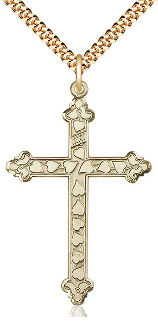 14kt Gold Filled Heart Cross Medal Catholic Jewelry Engraved Catholic Saint Jewelry