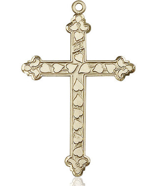 14kt Gold Heart Cross Medal Engraved Catholic Saint Jewelry