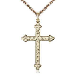 14kt Gold Heart Cross Medal Engraved Catholic Saint Jewelry