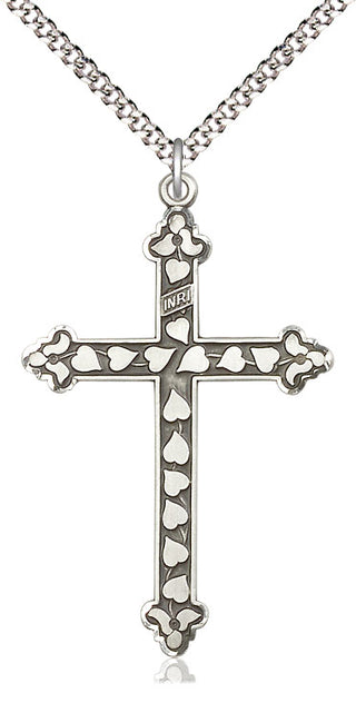 Pewter Heart Cross Medal Catholic Jewelry Engraved Catholic Saint Jewelry