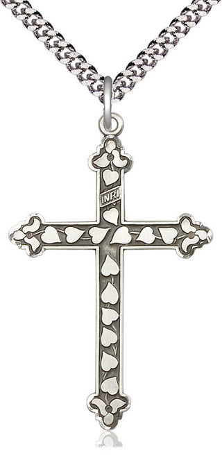 Pewter Heart Cross Medal Catholic Jewelry Engraved Catholic Saint Jewelry