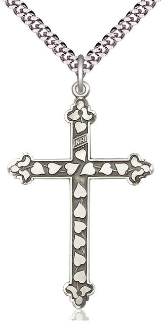 Sterling Silver Heart Cross Medal Catholic Jewelry Engraved Catholic Saint Jewelry