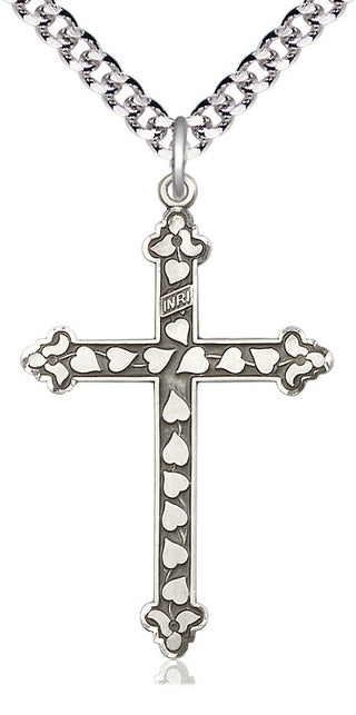 Sterling Silver Heart Cross Medal Catholic Jewelry Engraved Catholic Saint Jewelry
