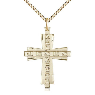 14kt Gold Filled Jesus Christus Cross Medal Catholic Jewelry Engraved Catholic Saint Jewelry