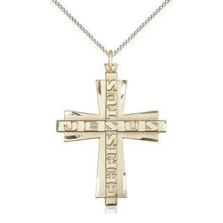 14kt Gold Filled Jesus Christus Cross Medal Catholic Jewelry Engraved Catholic Saint Jewelry