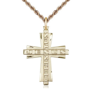 14kt Gold Filled Jesus Christus Cross Medal Catholic Jewelry Engraved Catholic Saint Jewelry