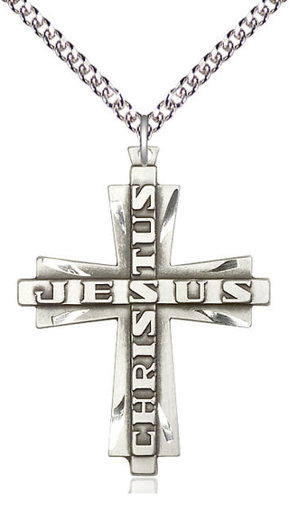 Sterling Silver Jesus Christus Cross Medal Catholic Jewelry Engraved Catholic Saint Jewelry