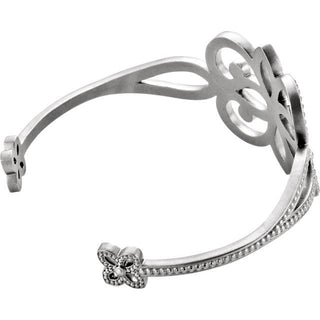 18K White Granulated Cuff 6 1/2" Bracelet