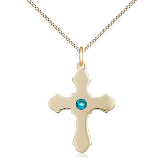 14kt Gold Filled Cross Pendant with 3mm Zircon Swarovski Necklace