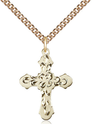 14kt Gold Filled Cross Medal Catholic Jewelry Engraved Catholic Saint Jewelry