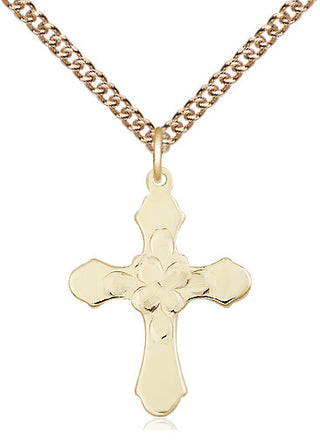 14kt Gold Filled Cross Medal Catholic Jewelry Engraved Catholic Saint Jewelry