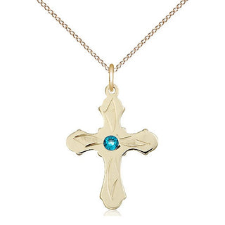 14kt Gold Filled Cross | 3mm Zircon Swarovski stone | 18-inch Gold Filled Chain | Engravable
