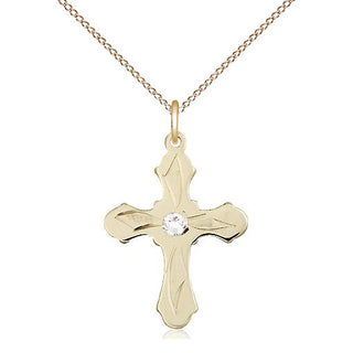 14kt Gold Filled Cross | 3mm Crystal Swarovski stone | 18-inch Gold Filled Chain | Engravable