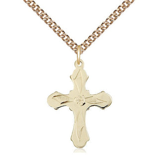 14kt Gold Filled Cross Medal Catholic Jewelry Engraved Catholic Saint Jewelry