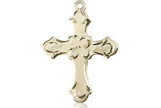14kt Gold Cross Medal Engraved Catholic Saint Jewelry