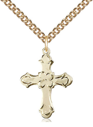 14kt Gold Cross Medal Engraved Catholic Saint Jewelry