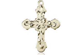 14kt Gold Cross Medal Engraved Catholic Saint Jewelry