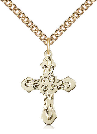 14kt Gold Cross Medal Engraved Catholic Saint Jewelry