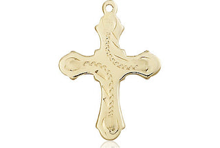 14kt Gold Cross Medal Engraved Catholic Saint Jewelry
