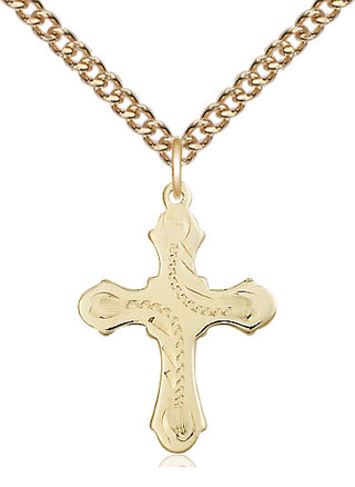 14kt Gold Cross Medal Engraved Catholic Saint Jewelry
