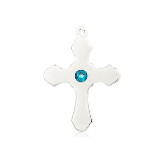 Sterling Silver Cross Pendant with a 3mm Zircon Swarovski stone on an 18-inch Sterling Silver Light Curb Chain