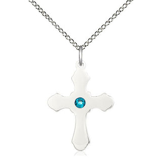 Sterling Silver Cross Pendant with 3mm Zircon Swarovski stone Necklace