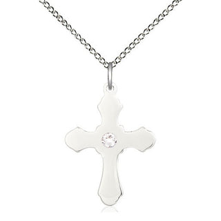 Sterling Silver Cross Pendant with 3mm Crystal Swarovski stone Necklace
