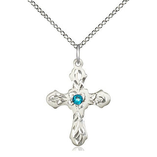 Sterling Silver Cross | 3mm Zircon Swarovski stone | 18-inch Sterling Silver Chain | Engravable
