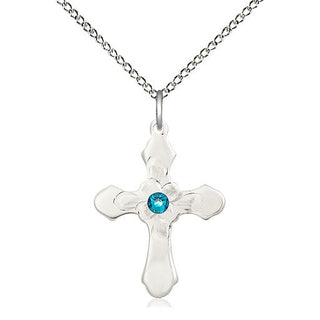 Sterling Silver Cross | 3mm Zircon Swarovski stone | 18-inch Sterling Silver Chain | Engravable