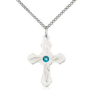 Sterling Silver Cross | 3mm Zircon Swarovski stone | 18-inch Sterling Silver Chain | Engravable