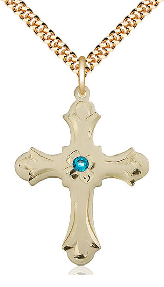 14kt Gold Filled Cross | 3mm Zircon Swarovski stone | 24-inch Gold Plate Chain | Engravable
