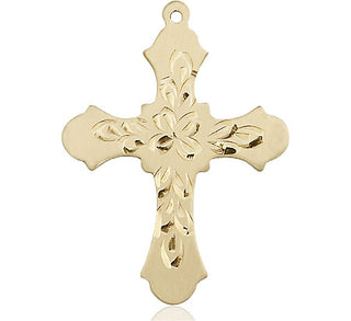 14kt Gold Filled Cross Medal Engraved Catholic Saint Jewelry