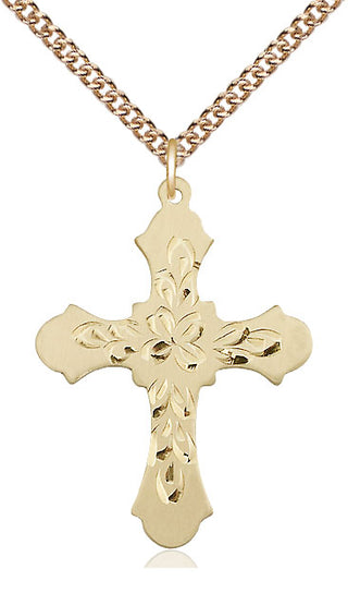 14kt Gold Filled Cross Medal Catholic Jewelry Engraved Catholic Saint Jewelry
