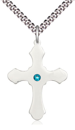 Sterling Silver Cross Pendant with 3mm Zircon Swarovski Necklace