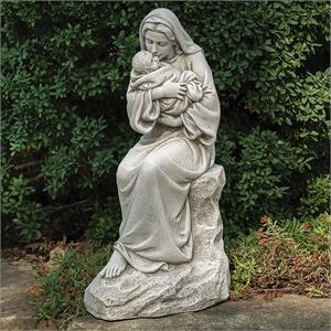 16-Inch Mary Kissing Baby Garden Statue - View 2