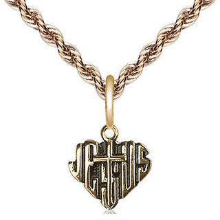 14kt Gold Filled Heart of Jesus w/Cross Medal Religious and Catholic Jewelry