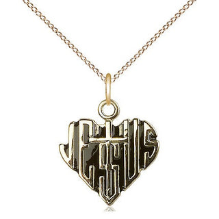 14kt Gold Heart of Jesus w/Cross Medal
