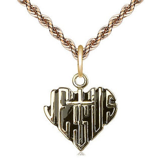 14kt Gold Heart of Jesus w/Cross Medal