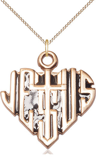 14kt Gold Heart of Jesus w/Cross Medal